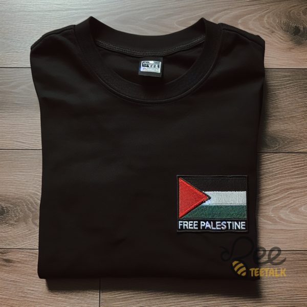 Free Palestine Embroidered Sweatshirt Hoodie T Shirt Flag Embroidery Tee - | Beeteetalk High-quality Image