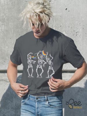 Vintage Lgbtq Dancing Skeleton T Shirt Sweatshirt Hoodie Rainbow Love Equality Pride Tshirt - | Beeteetalk High-quality Image