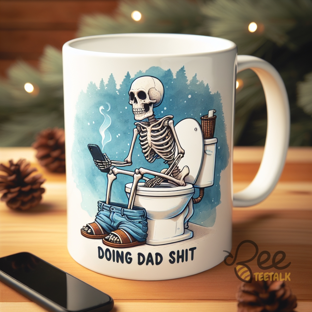 Funny Doing Dad Shit Skeleton Meme Mug Great Gift For New Dad Birthday