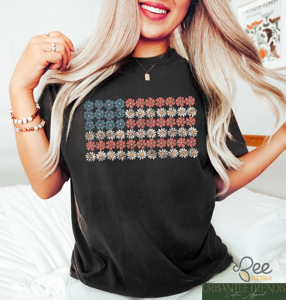 Stunning American Flag Floral Design 4Th Of July Shirt Patriotic Tee