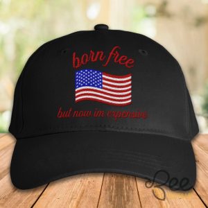 Usa Hat 2024 Born Free But Now Im Expensive Fourth Of July Patriotic Embroidered Baseball Cap beeteetalk 2