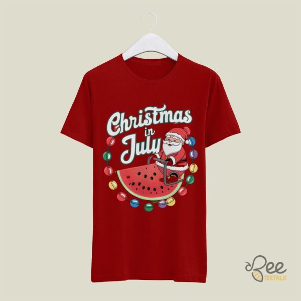 Christmas In July Santa Claus Shirt Watermelon Christmas Light Hot Summer Beach Season Funny Xmas Gift Ideas beeteetalk 3