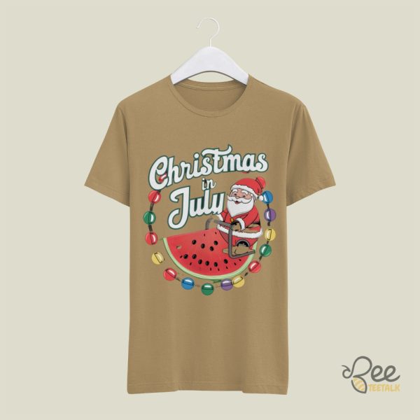 Christmas In July Santa Claus Shirt Watermelon Christmas Light Hot Summer Beach Season Funny Xmas Gift Ideas beeteetalk 4