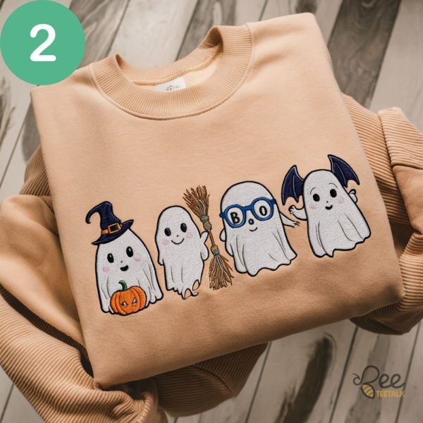 Cute Embroidered Ghost Sweatshirt Hoodie T Shirt Funny Boo Pumpkin Halloween Party Gift beeteetalk 2