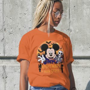 Nightmare On Main Street Disney Halloween T Shirt Sweatshirt Hoodie Vintage Mickey Mouse And Skeleton Funny Not So Scary Halloween Gift beeteetalk 1