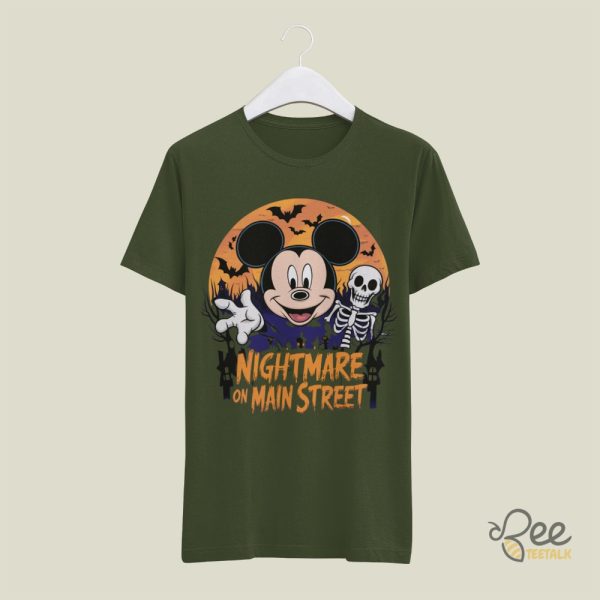 Nightmare On Main Street Disney Halloween T Shirt Sweatshirt Hoodie Vintage Mickey Mouse And Skeleton Funny Not So Scary Halloween Gift beeteetalk 4