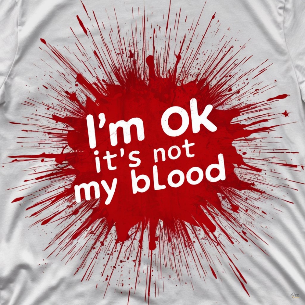 Im Ok Its Not My Blood T Shirt Sweater Hoodie Ken Carson Scary Halloween Fan Gift