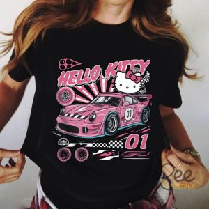 Hello Kitty Race Car Shirt Sweatshirt Hoodie Pink Cute Sanrio Gift For Car Racing Lovers beeteetalk 3