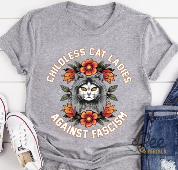 Kamala Harris Childless Cat Lady Against Fascism Shirt beeteetalk 3