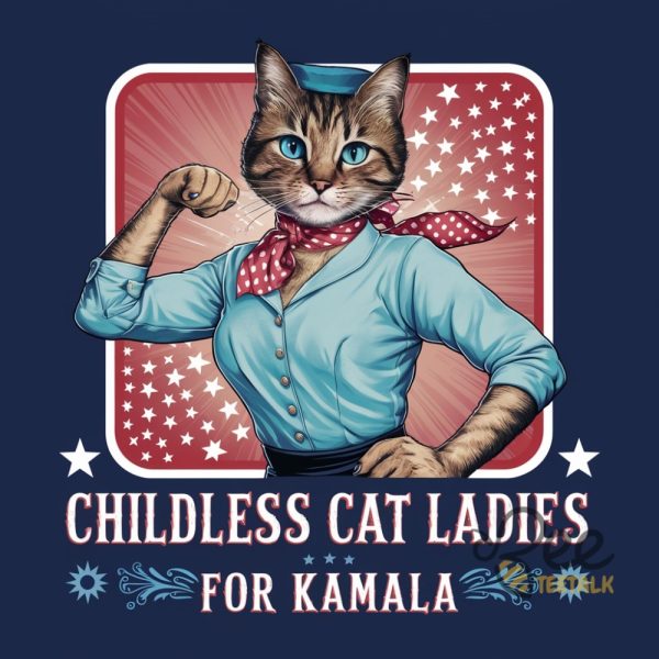 Childless Cat Lady For Kamala Shirt Strong Woman Cat Lady Gift For Cat Moms beeteetalk 1