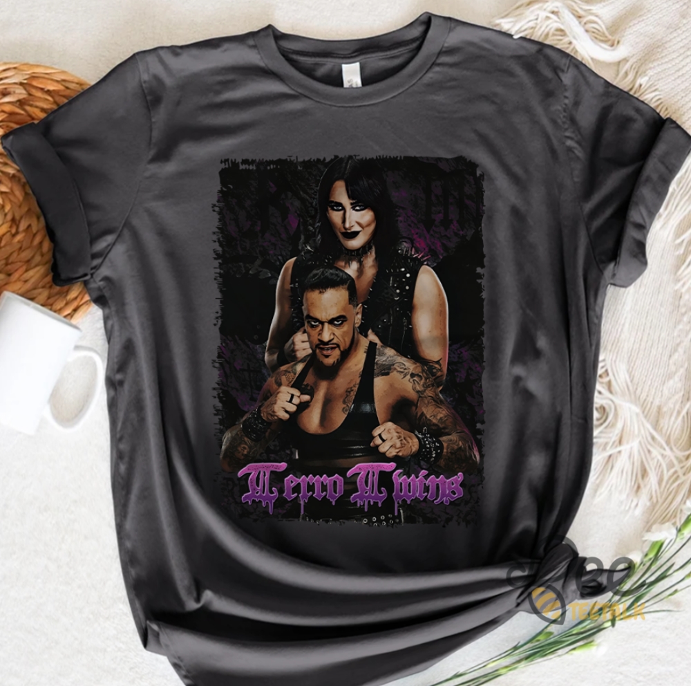 WWE Rhea Ripley and Damian Priest Terror Twins Shirt Tour 2024