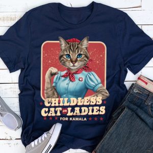 Childless Cat Ladies For Kamala Shirt Funny Strong Cat Lady Tee Gift For Cat Moms Kamala Harris Supporters 2024 beeteetalk 5