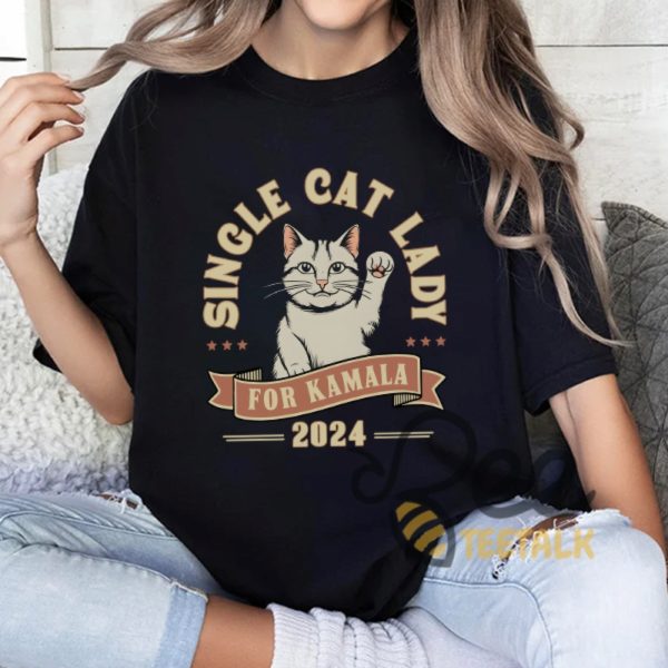 Single Cat Lady For Kamala 2024 Shirt Childless Cat Lady Funny Shirts beeteetalk 2