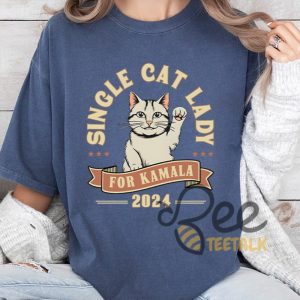 Single Cat Lady For Kamala 2024 Shirt Childless Cat Lady Funny Shirts beeteetalk 3