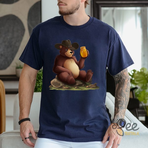 Funny Bear Drinking Bear In The Forest Shirt For Grizzly Animal Lover Rock N Roll Cowboy Brown Bear Wood beeteetalk 2