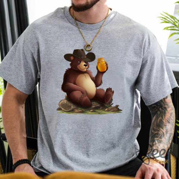 Funny Bear Drinking Bear In The Forest Shirt For Grizzly Animal Lover Rock N Roll Cowboy Brown Bear Wood beeteetalk 3