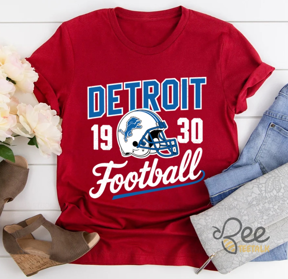 Retro Detroit Lions Football Helmet 1930 Vintage Shirt