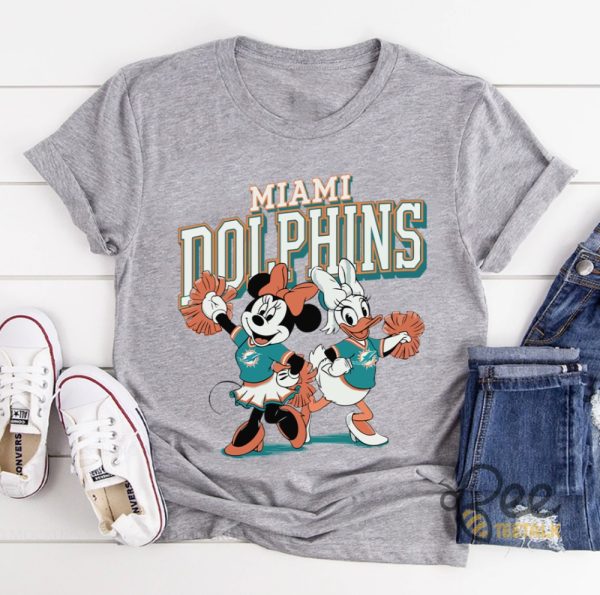 Nfl Miami Dolphins Minnie Mouse And Daisy Duck Cheerleading Shirt Disney beeteetalk 1