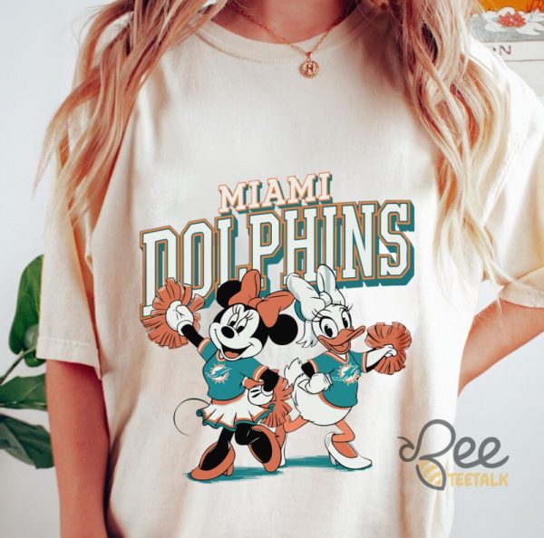 Nfl Miami Dolphins Minnie Mouse And Daisy Duck Cheerleading Shirt Disney beeteetalk 3