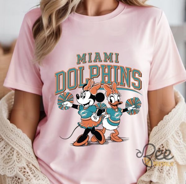 Miami Dolphins Mouse And Duck Cheerleading Shirt Miami Dolphins Cartoon Football Shirt beeteetalk 2