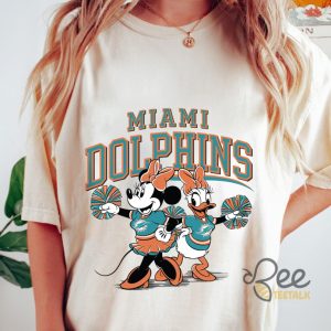 Miami Dolphins Mouse And Duck Cheerleading Shirt Miami Dolphins Cartoon Football Shirt beeteetalk 4