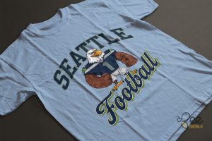 Vintage Seattle Seahawks Football Mascot Graphic Tee Shirt Navy And Lime SALE - | Beeteetalk High-quality Image