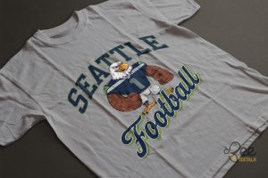 Vintage Seattle Seahawks Football Mascot Graphic Tee Shirt Navy And Lime SALE - | Beeteetalk High-quality Image