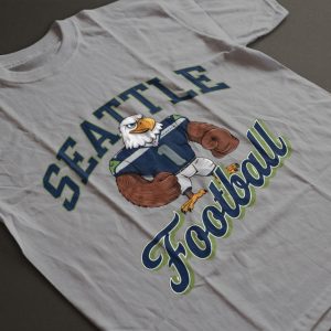 Vintage Seattle Seahawks Football Mascot Graphic Tee Shirt Navy And Lime beeteetalk 4