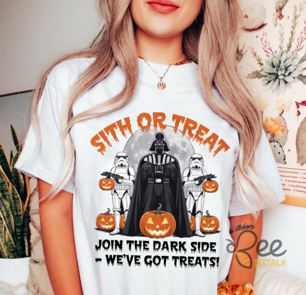 Sith Or Treat Join The Dark Side Weve Got Treats Funny Halloween Galaxy Troopers Shirt Darth Vader Spooky Shirt beeteetalk 1