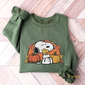 Cute Snoopy Halloween Embroidered Sweatshirt T Shirt Hoodie With Woodstock Pumpkin Fall Leaves beeteetalk 4