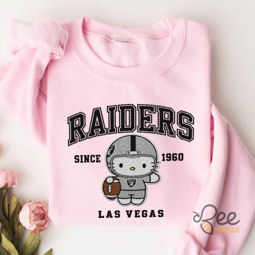 Hello Kitty Las Vegas Raiders Embroidered Sweatshirt T Shirt Hoodie Game Day Nfl Football Season Tee