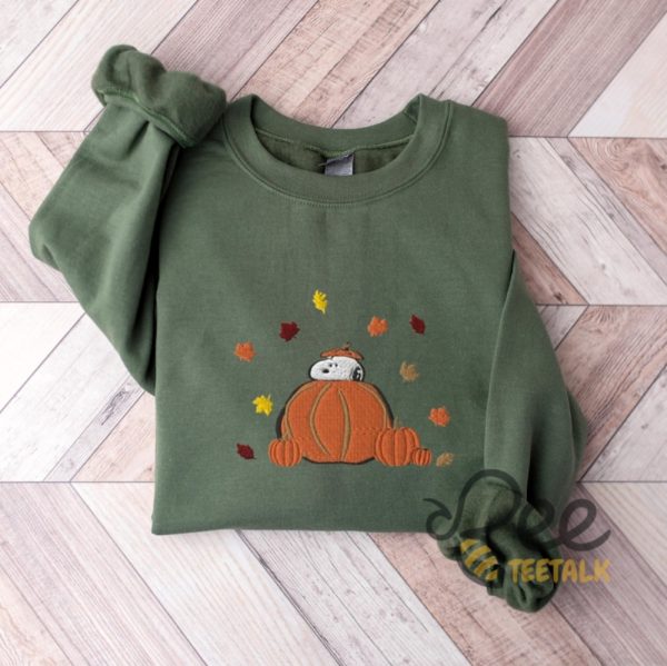 Snoopy Fall Embroidered Sweatshirt T Shirt Hoodie Snoopy Pumpkins Crewneck Sweater Autumn Peanuts Halloween Shirts beeteetalk 4