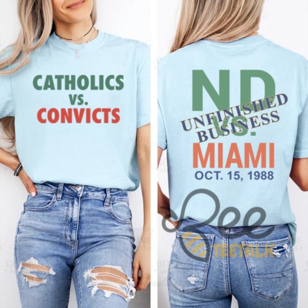 Catholics Vs Convicts Shirt Notre Dame 1988 Reproduction Nd Vs Miami Tee Shirt beeteetalk 1