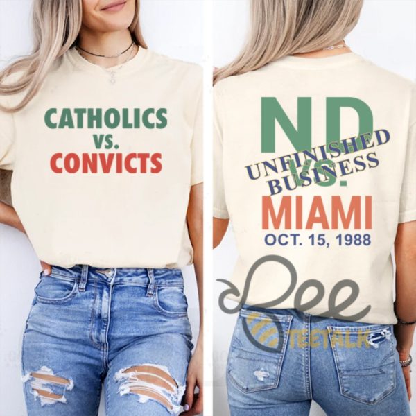 Catholics Vs Convicts Shirt Notre Dame 1988 Reproduction Nd Vs Miami Tee Shirt beeteetalk 3