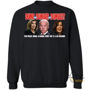 Pelosi Biden Harris Dumb Dumber Dumbest Shirt Every Day Is A No Brainer Sweatshirt T Shirt Hoodie beeteetalk 3