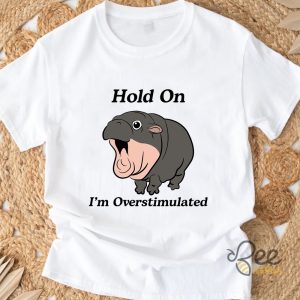 Hold On Im Overstimulated Moo Deng Shirt Hold On Partner I Am Overstimulated Thai Baby Hippo Shirt beeteetalk 3