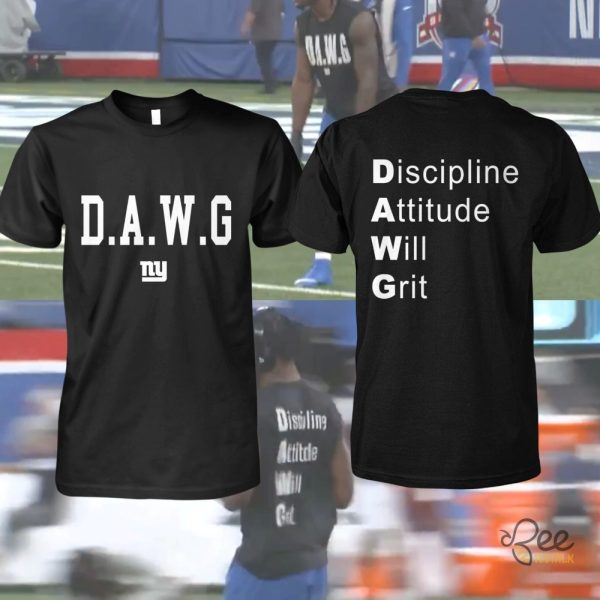 Malik Nabers Wearing Dawg Shirt In Warmups New York Giants Discipline Attitude Will Grit Tee beeteetalk 1