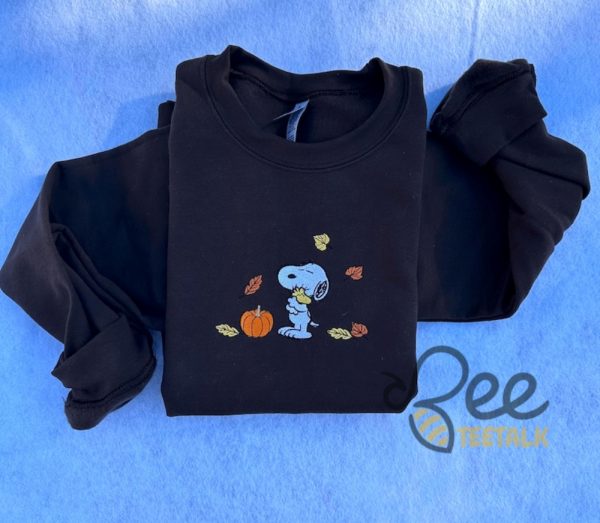 Snoopy Fall Embroidered Sweatshirt T Shirt Hoodie Cute The Peanuts Autumn Leaves Joe Cool Sweater Pumpkin Gift beeteetalk 1