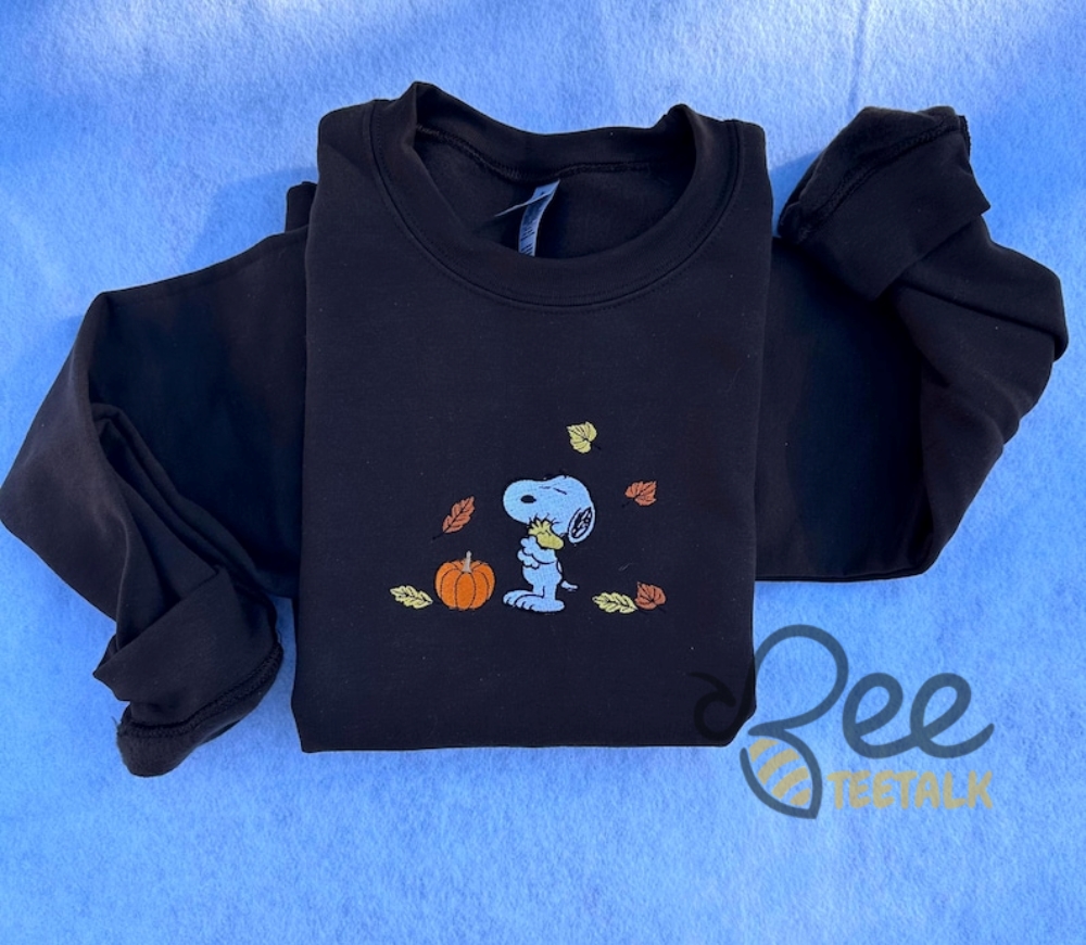 Snoopy Fall Embroidered Sweatshirt T Shirt Hoodie Cute The Peanuts Autumn Leaves Joe Cool Sweater Pumpkin Gift