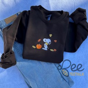 Snoopy Fall Embroidered Sweatshirt T Shirt Hoodie Cute The Peanuts Autumn Leaves Joe Cool Sweater Pumpkin Gift beeteetalk 2