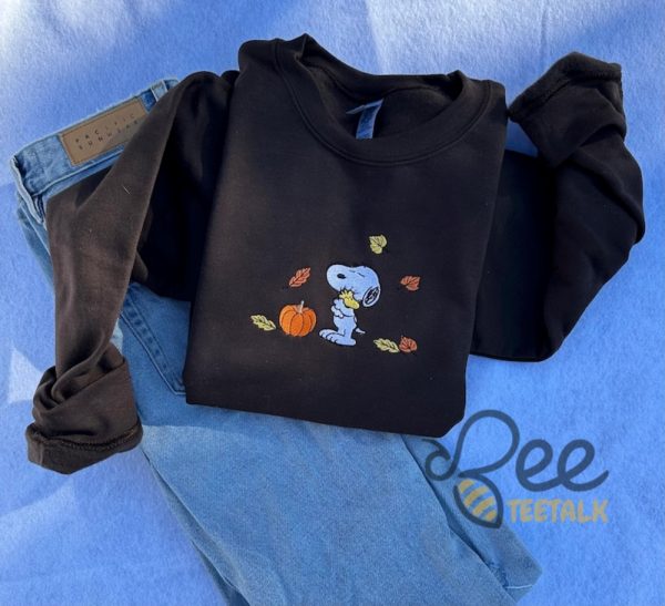 Snoopy Fall Embroidered Sweatshirt T Shirt Hoodie Cute The Peanuts Autumn Leaves Joe Cool Sweater Pumpkin Gift beeteetalk 2