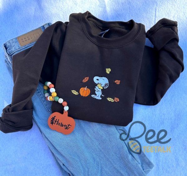 Snoopy Fall Embroidered Sweatshirt T Shirt Hoodie Cute The Peanuts Autumn Leaves Joe Cool Sweater Pumpkin Gift beeteetalk 3