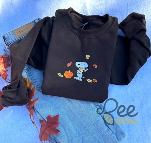 Snoopy Fall Embroidered Sweatshirt T Shirt Hoodie Cute The Peanuts Autumn Leaves Joe Cool Sweater Pumpkin Gift beeteetalk 4