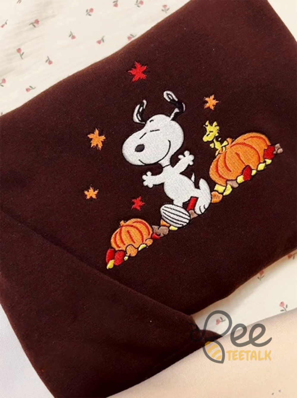 Snoopy Pumpkin Embroidered Sweatshirt T Shirt Hoodie The Peanuts Autumn Fall Leaves Woodstock Halloween Cartoon Embroidery Tee Halloween Gift