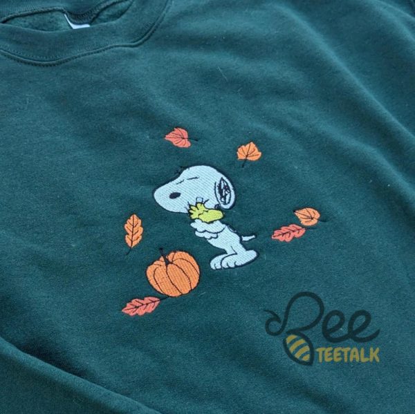 Embroidered Snoopy Hugs Woodstock Sweatshirt T Shirt Hoodie The Peanuts Pumpkin Fall Embroidered Crewneck Halloween Tee Shirt beeteetalk 5