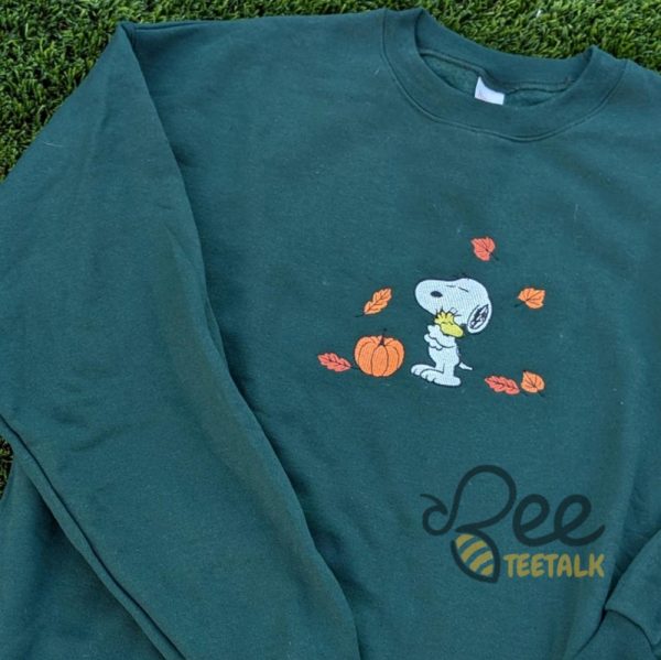 Embroidered Snoopy Hugs Woodstock Sweatshirt T Shirt Hoodie The Peanuts Pumpkin Fall Embroidered Crewneck Halloween Tee Shirt beeteetalk 6