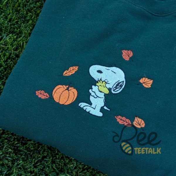 Embroidered Snoopy Hugs Woodstock Sweatshirt T Shirt Hoodie The Peanuts Pumpkin Fall Embroidered Crewneck Halloween Tee Shirt beeteetalk 7