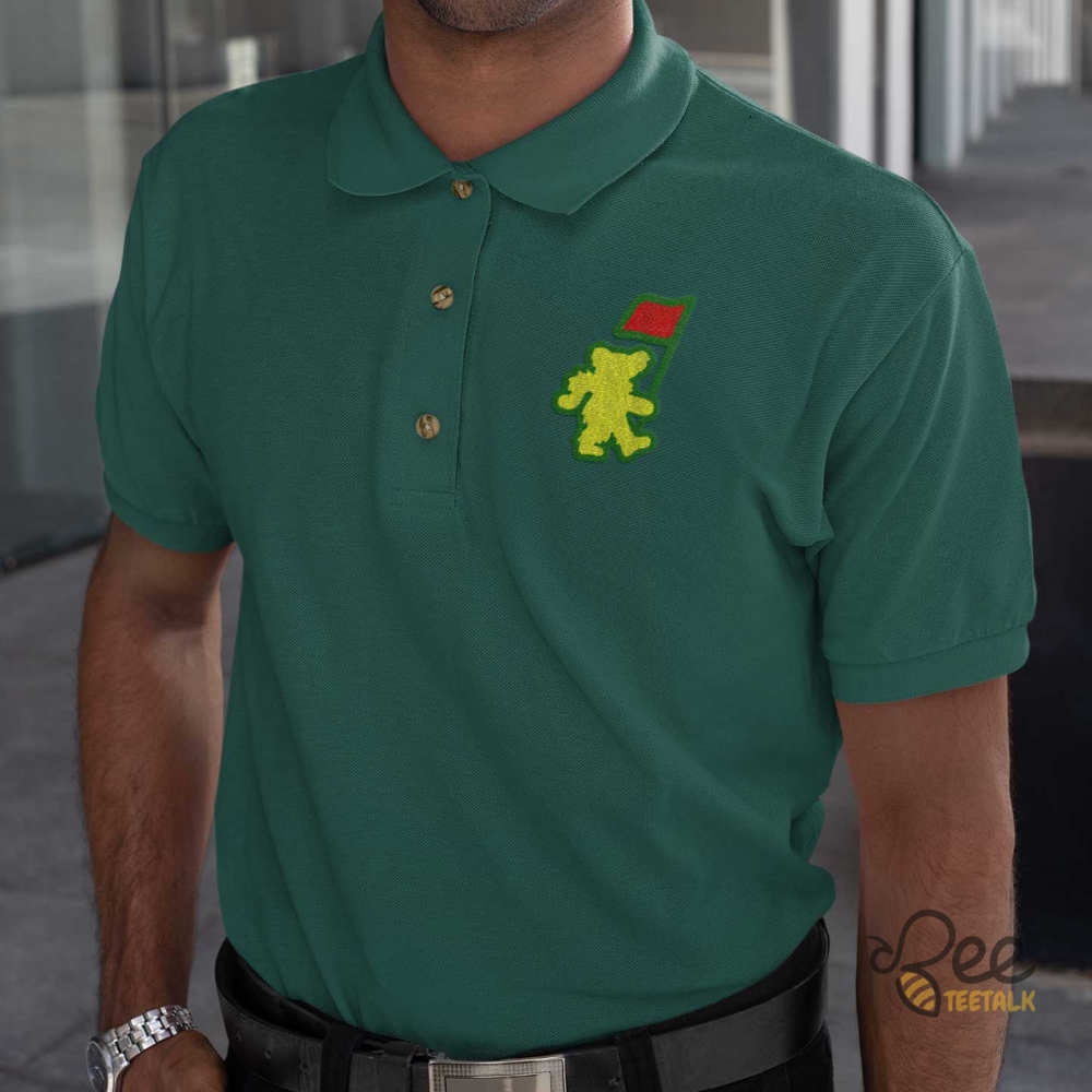 Grateful Dead Dancing Bear Embroidered Golf Polo Shirt