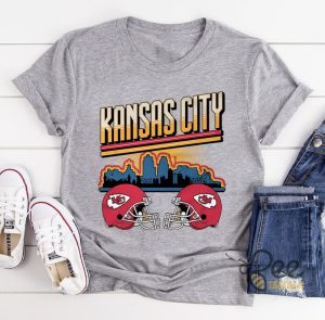 Kansas City Chiefs T Shirt Sweatshirt Hoodie Football Skyline Shirt Kc Chiefs Fan Proud Champions Gift - | Beeteetalk High-quality Image
