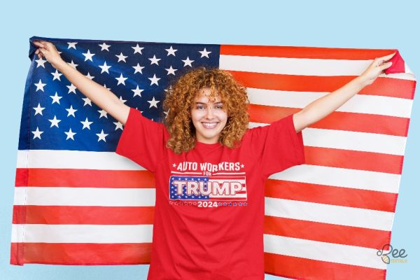 Auto Workers For Trump Shirt 2024 Fans Wearing Donald Trump Support Shirts At Detroit Rally Funny Controversy Shirts beeteetalk 2